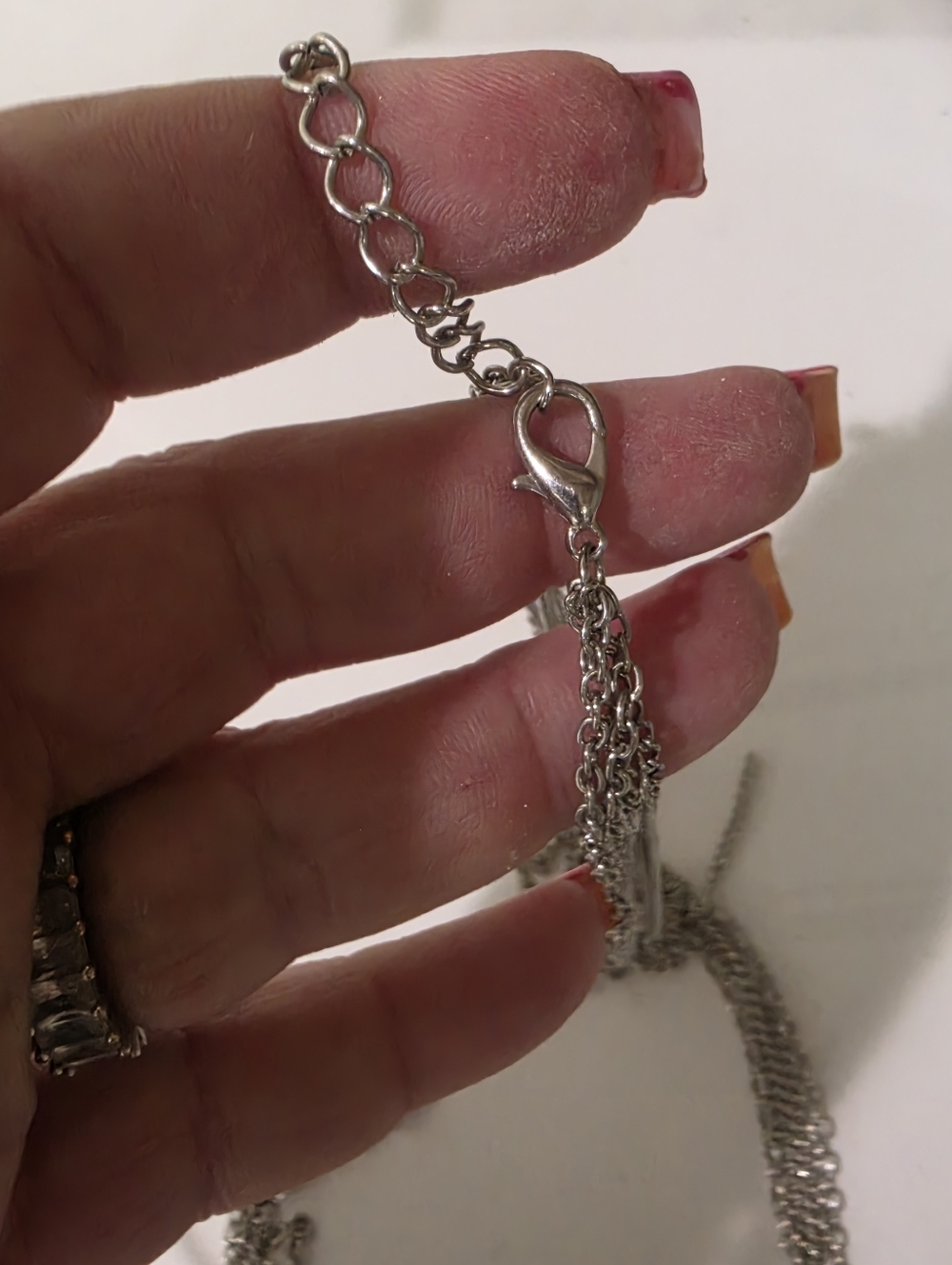 TRUE VINTAGE Silver VICTORIAN Floral Filigree Statement Necklace W AB crystals - Picture 9 of 10